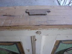 Detail pinned mortise and tenon construction of window frame.